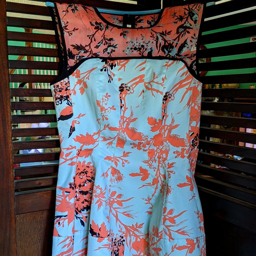 Exotic Floral Blue Coral Floral Mini Dress